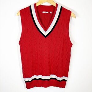 Uniqlo Red Cable Knit Sweater Vest